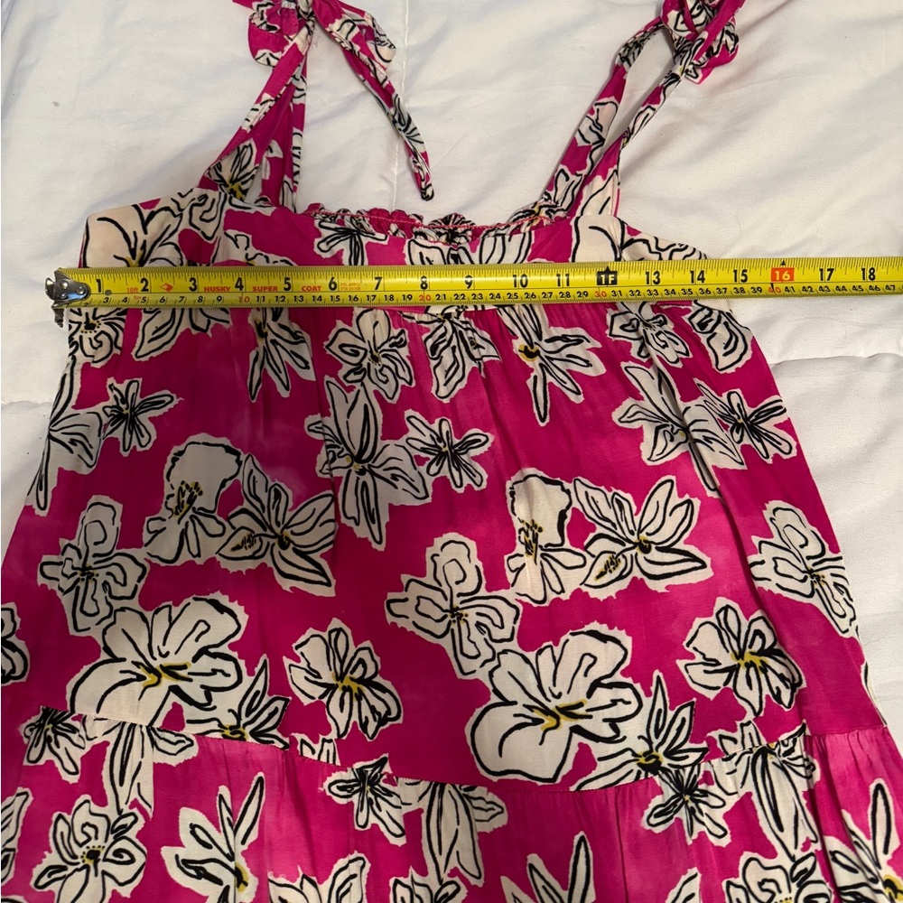 FRNCH Reina Viola Sundress Size L Tiers Hot Pink Floral Italy - Picture 7 of 13